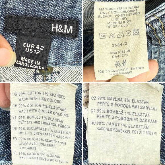 H&M Midi Blue Jean Skirt Size 12 Denim A-line Skirt, Y2K, Hippie Skirt EU 42 - Picture 12 of 13